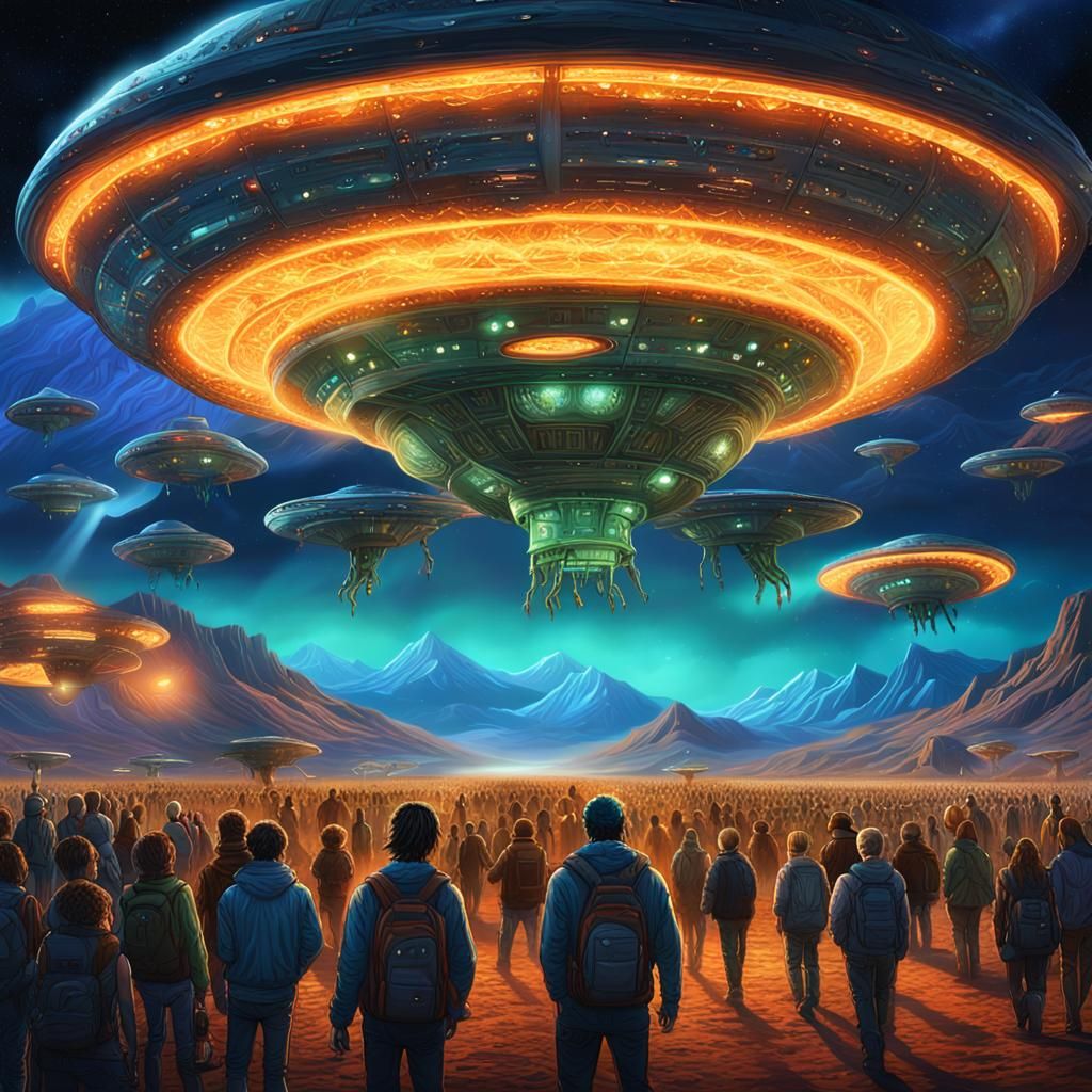 Area 51 at Night: UFOs and Alien Gathering