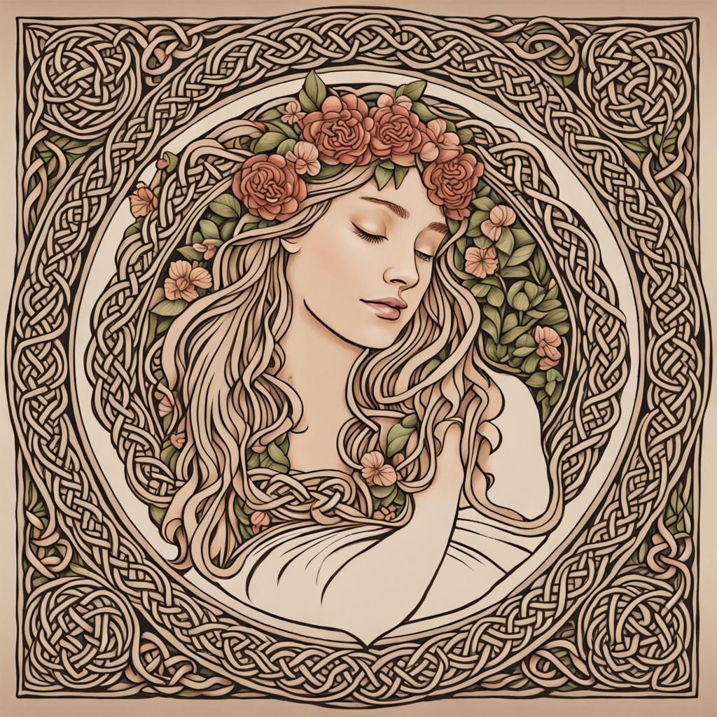 Floral Woman Encased in Celtic Knotwork