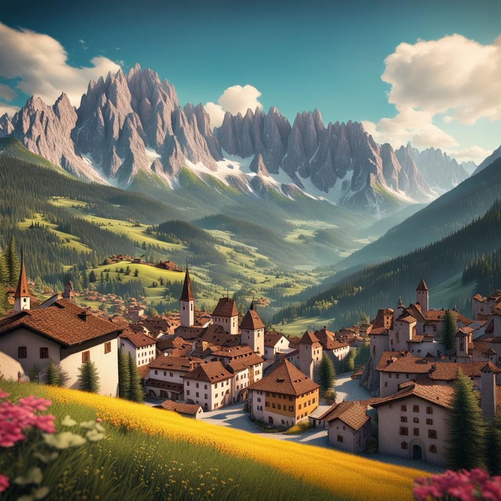 Colorful 1950s Südtirol Postcard, Mountain Masterpiece