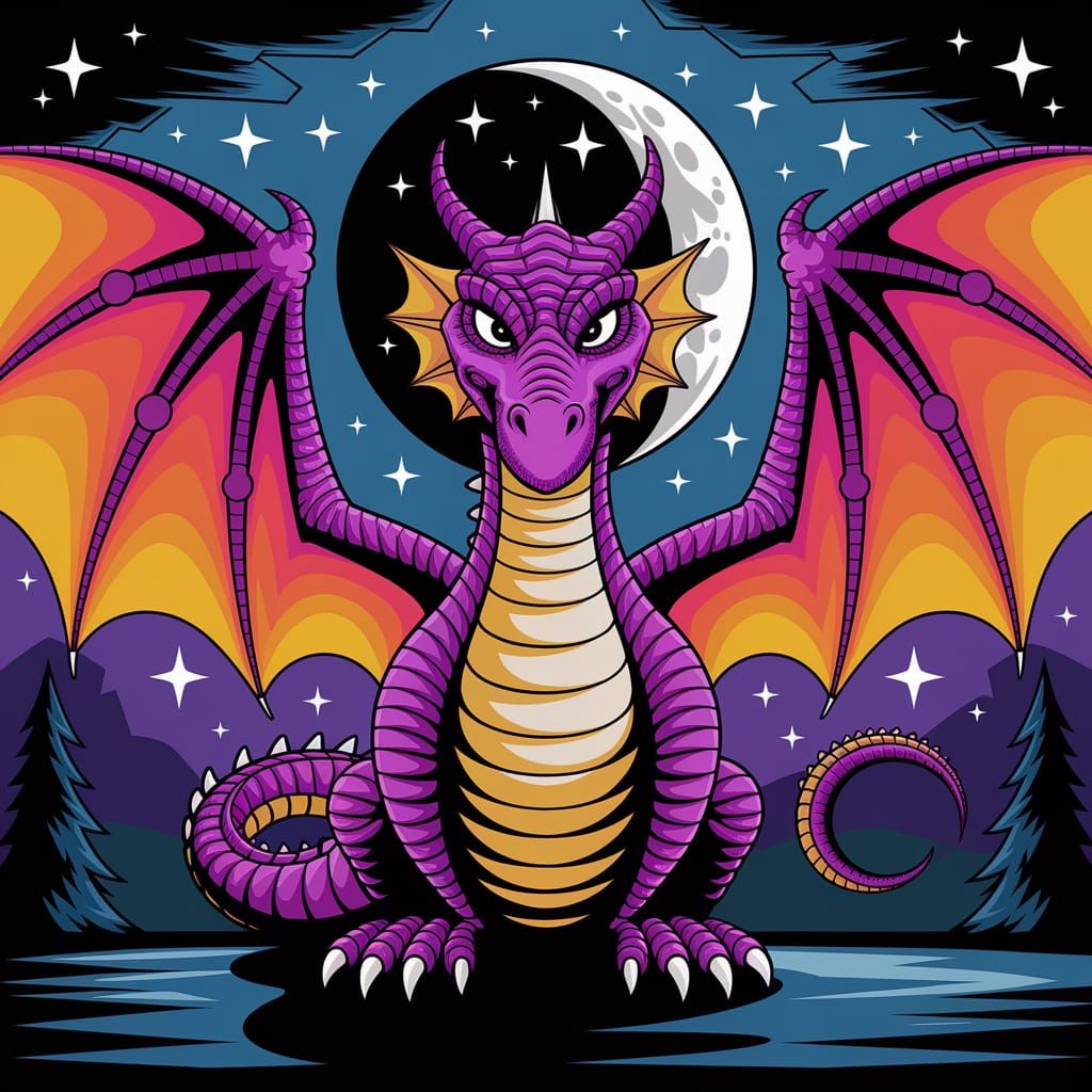 Dragon Selfie Under Moon: A Wild Fantasy