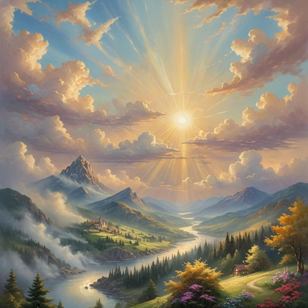 Radiant Divine Being in Dreamscape Oil Painting