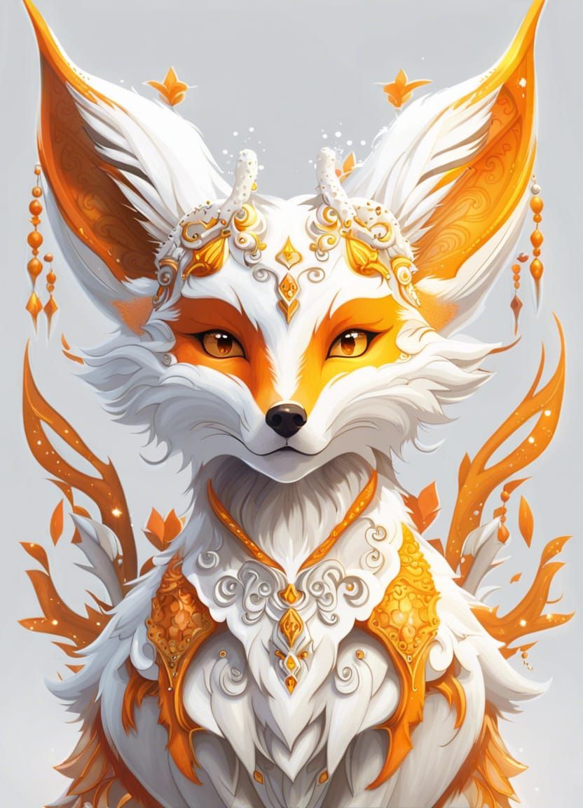 Fantasy Fairy Fox Portrait in Snowstorm