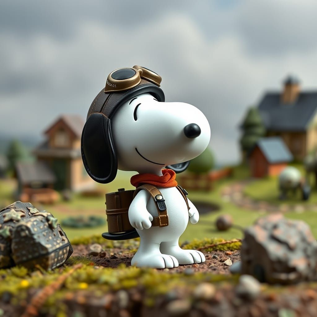 Snoopy as Flying Ace Diorama, Hyperrealistic Detail