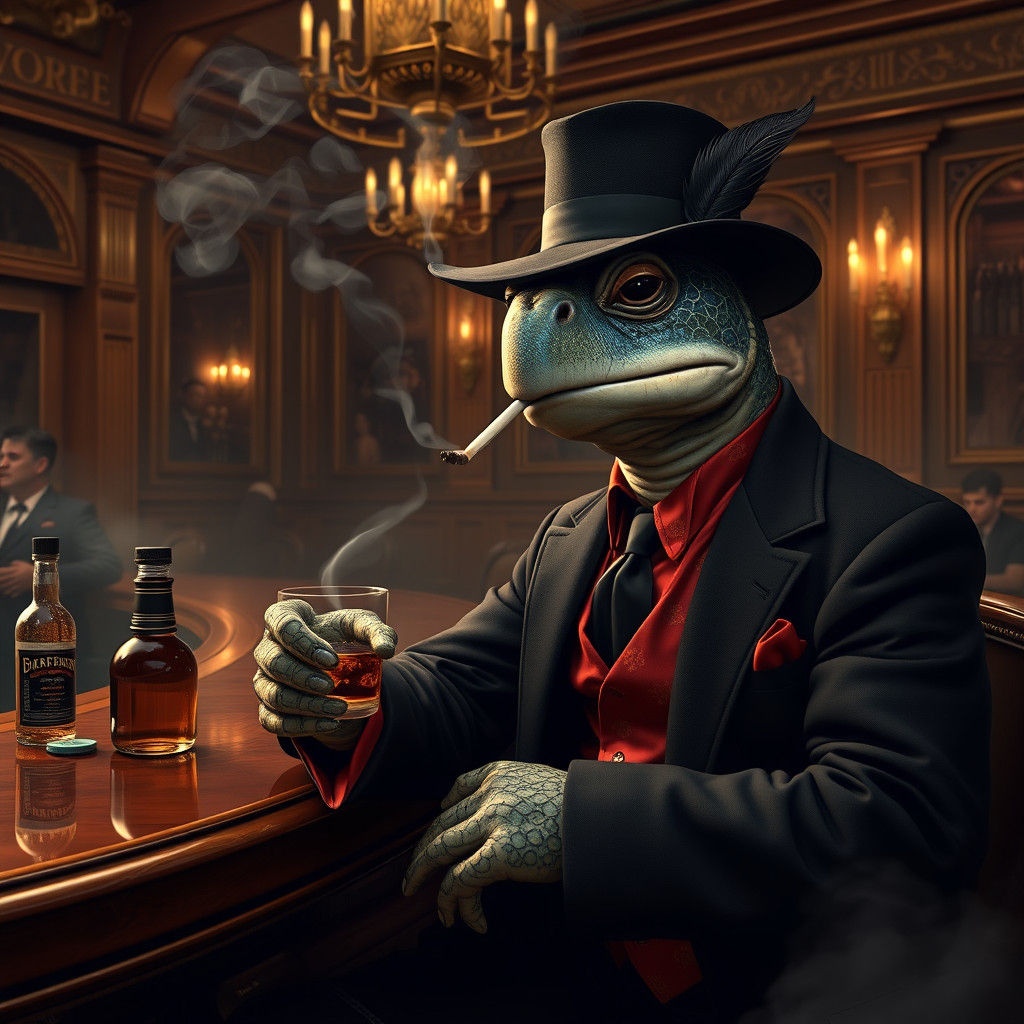 GentleTurtle Mob Boss in Noir Style Bar