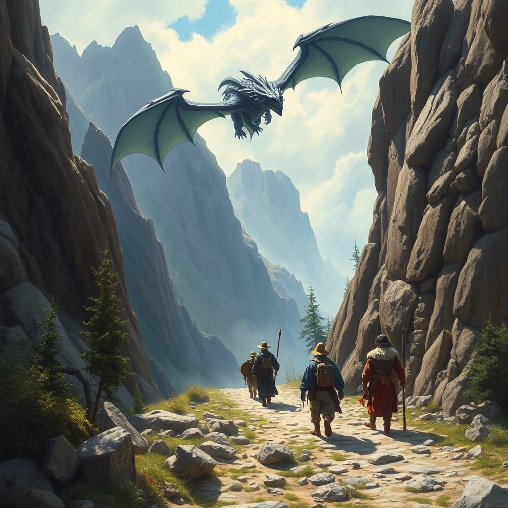 Ethereal Fantasy Scene in a Mountain Pass