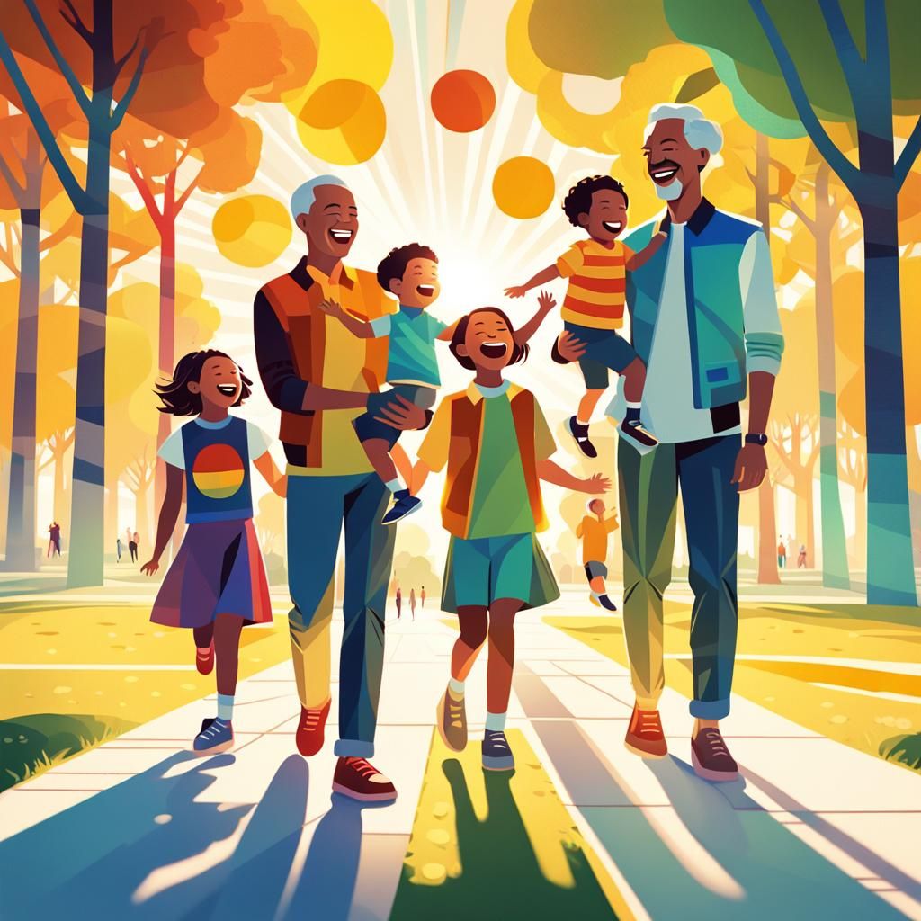 Sun-Drenched Family Portrait in Bauhaus Style