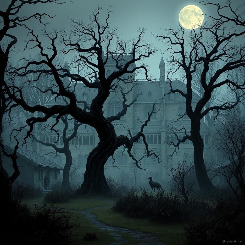 Eerie Victorian-Era Gothic Parkscape