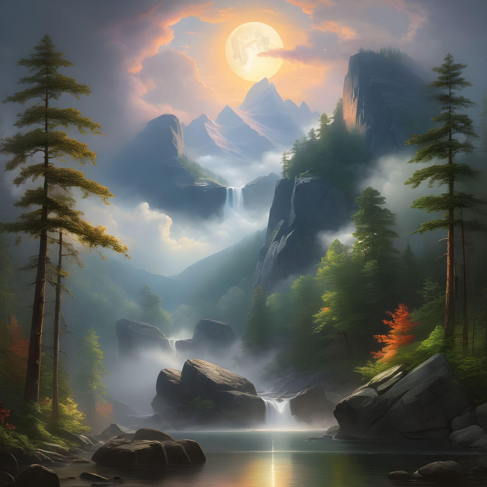 Ethereal Mountains Piercing Heaven-Touched Clouds in a Maste...