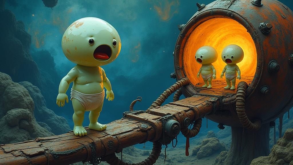 Screaming Sci-Fi Blob on Twisted Bridge