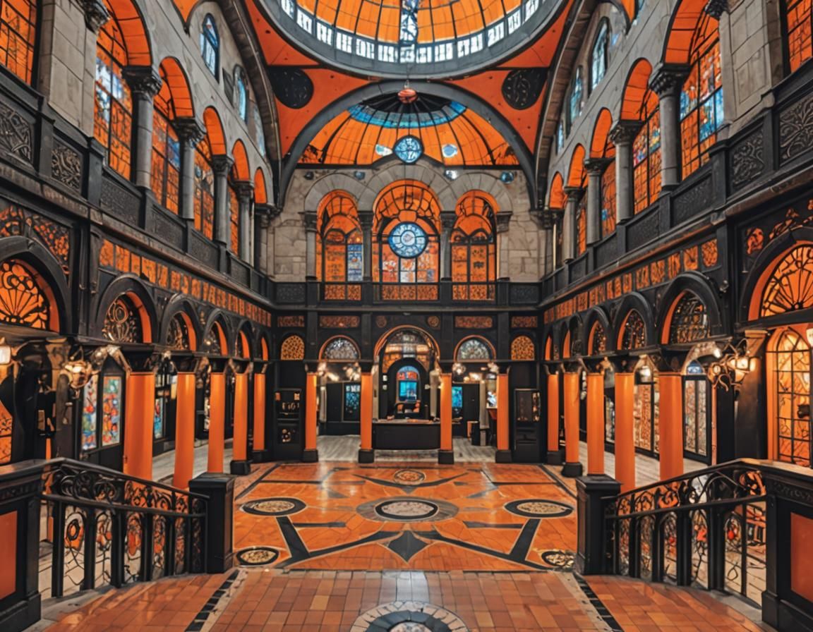 Retro-Futuristic Ottoman Mall with Stained Glass