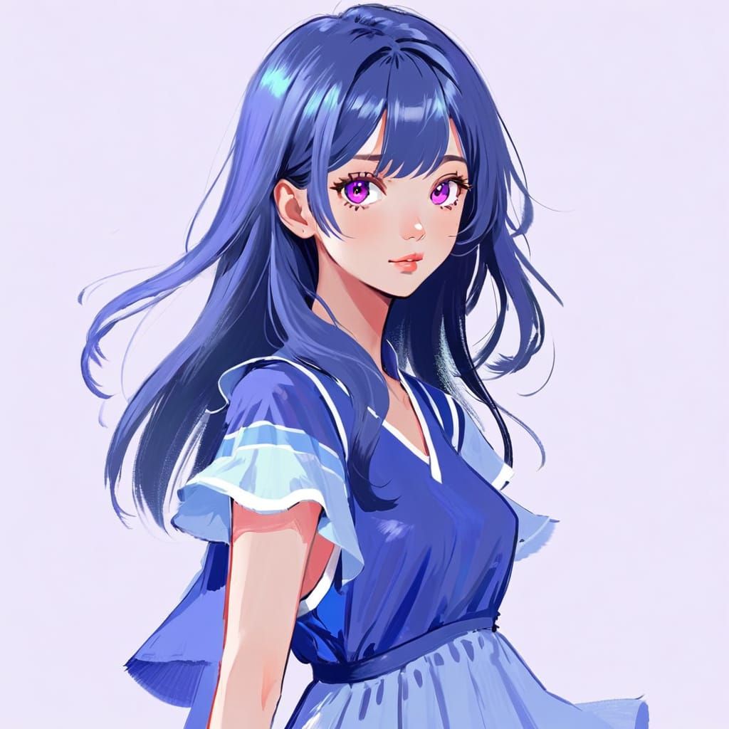 Anime Girl with Jelly Eyes in UI Art