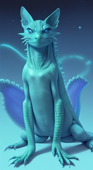 Fluorescent Lizard Cat in Supernatural Saturnalia