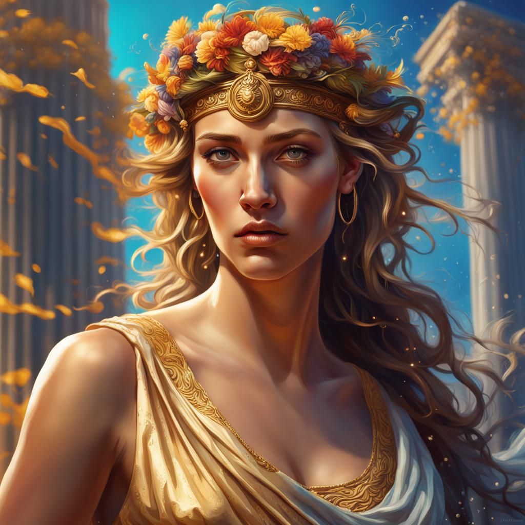 Hyperrealistic Greek Goddess Concept Art