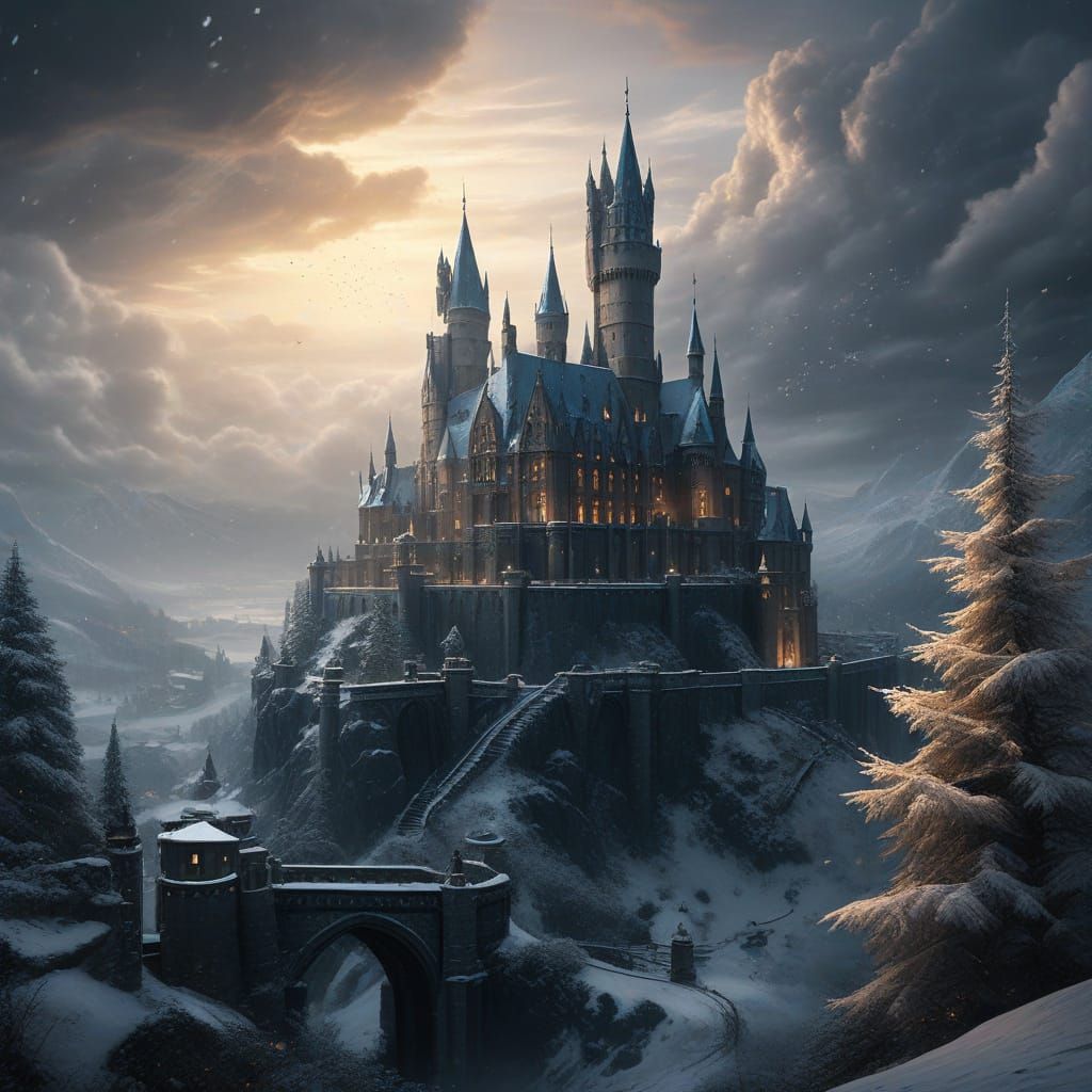 Hogwarts Castle in Enchanted Winter Wonderland