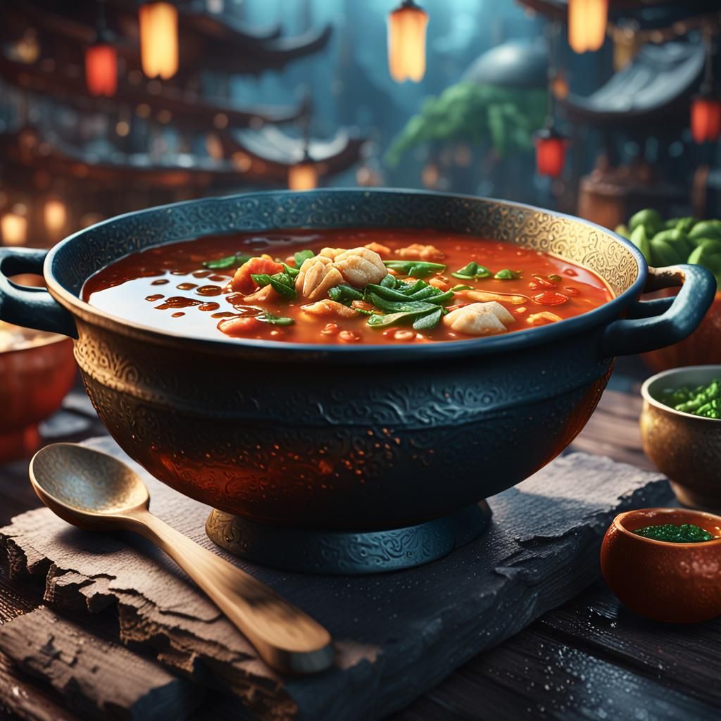 Detailed Wonton Soup Matte Painting