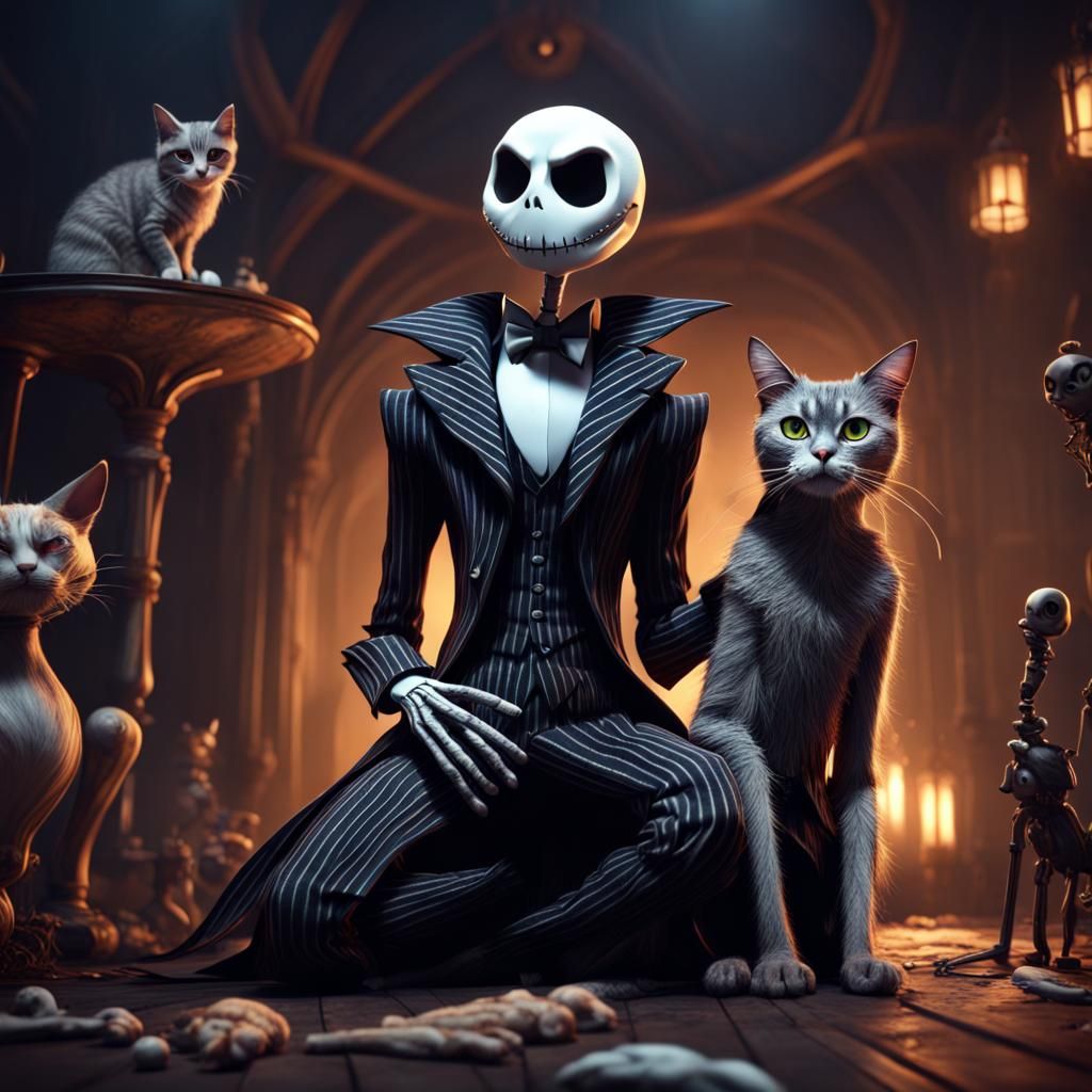 Evil Jack Skellington and Pet Cat
