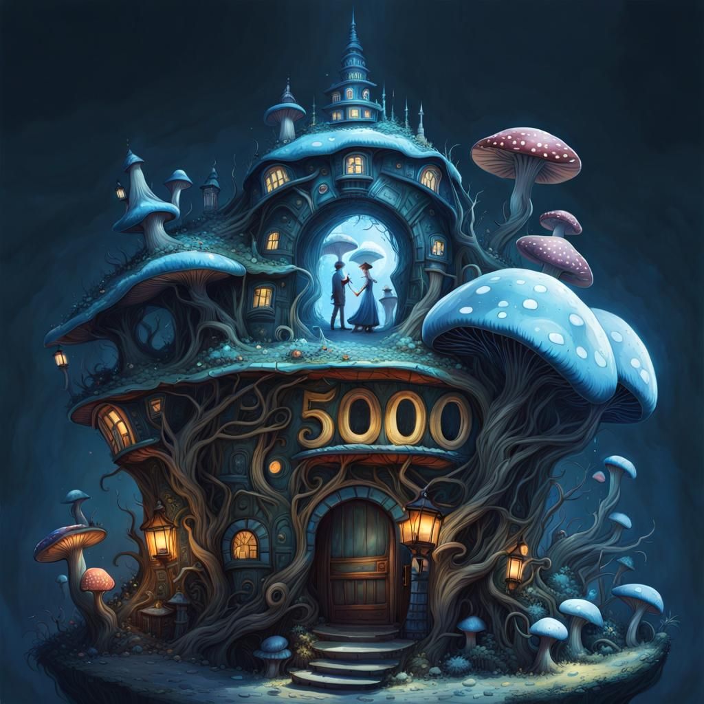 Mushroom City Portal: Fantasycore Digital Art