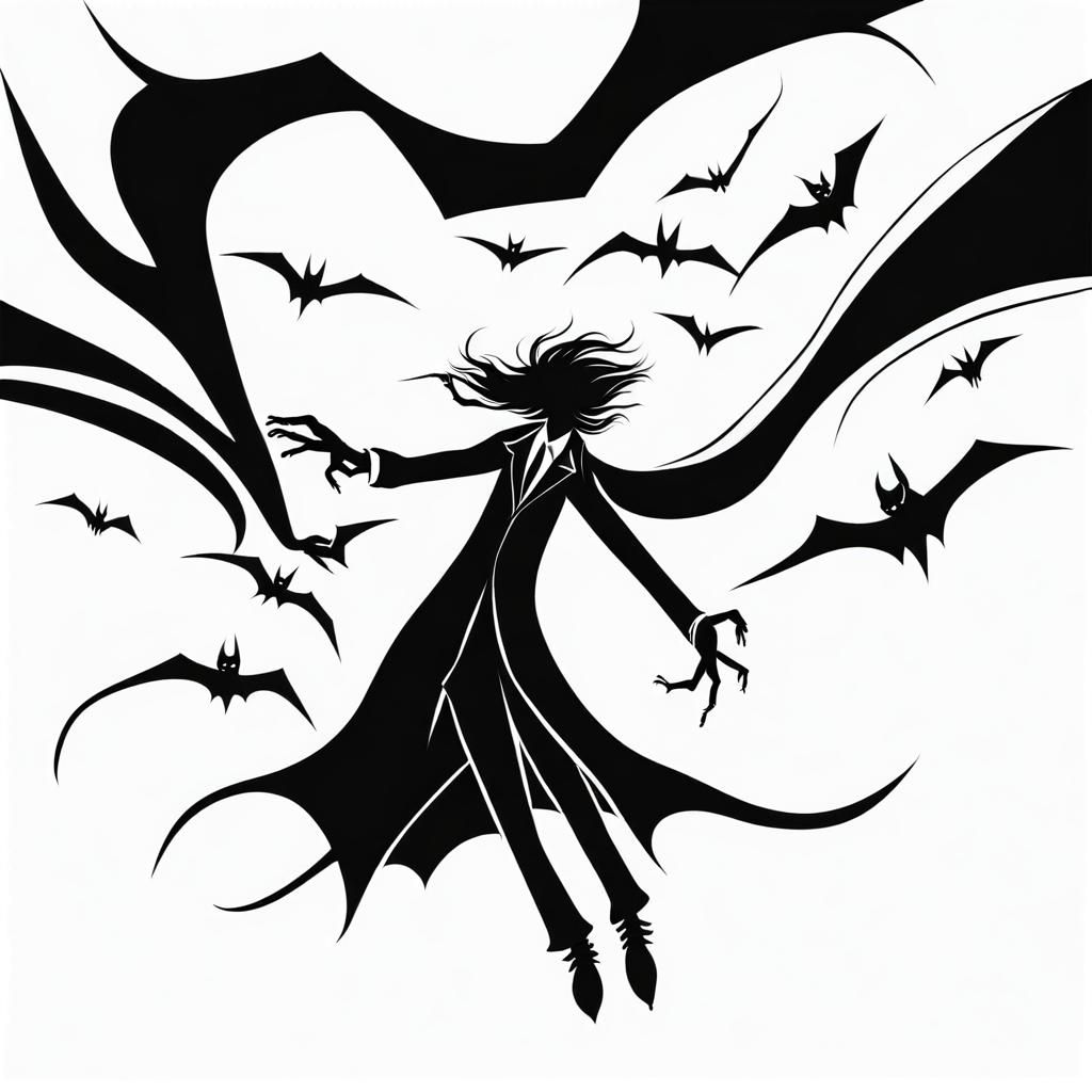 Abstract Shadow Vampire Ink Drawing