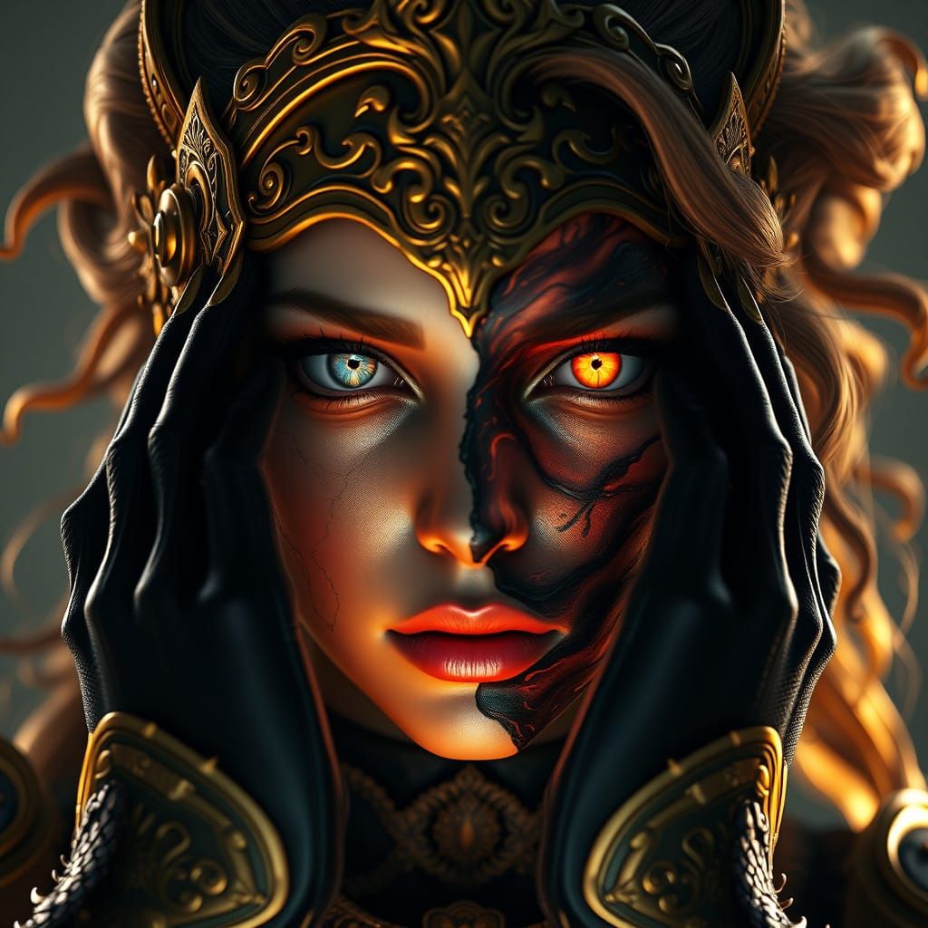 Enigmatic Dual Persona Portrait in 3D