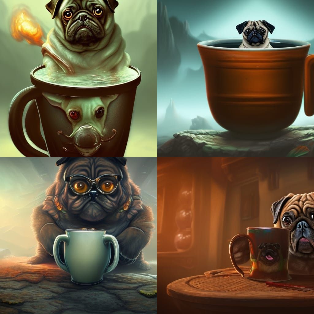 Pug in a Mug: Detailed Fantasy Concept Art