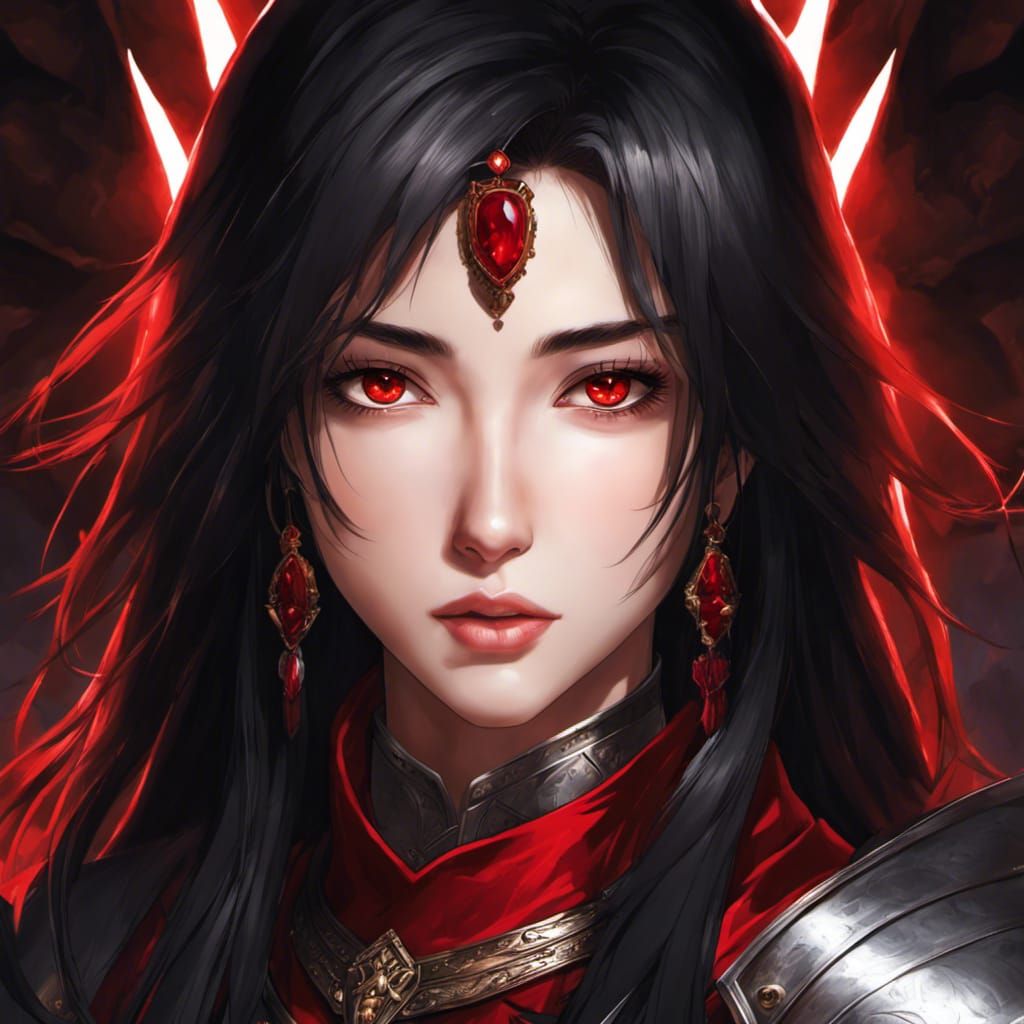 Anime Woman in Armor Portrait, Detailed Manga Style