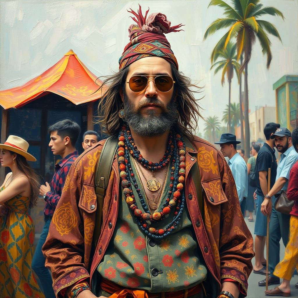 Bohemian Man in Neo-Impressionist Style