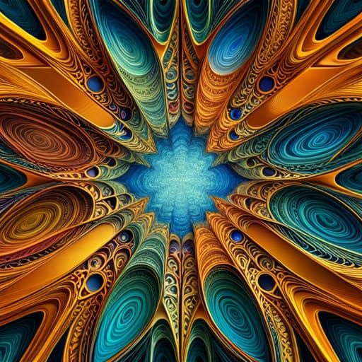 Abstract Vector Fractal Geometry with 3D Shading