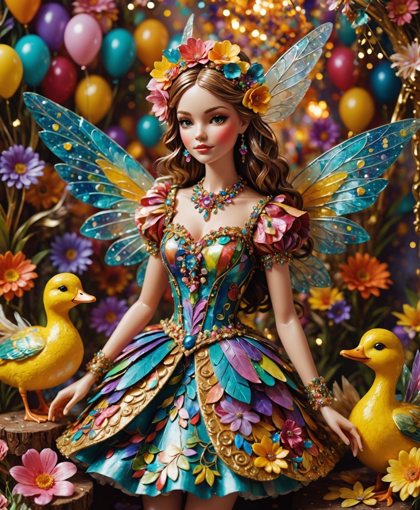 Whimsical Fairy in a Vibrant Carnival Setting