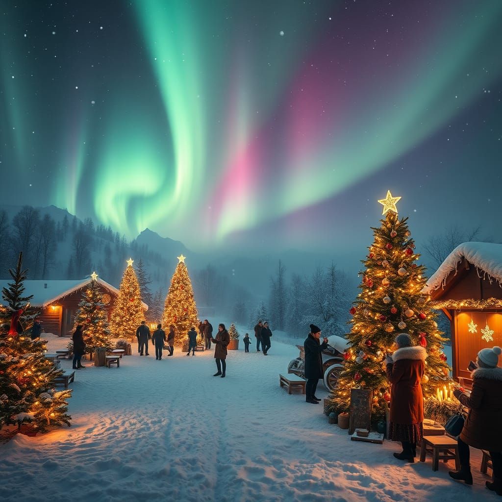 Joyful Winter Wonderland Scene in Cinematic Style