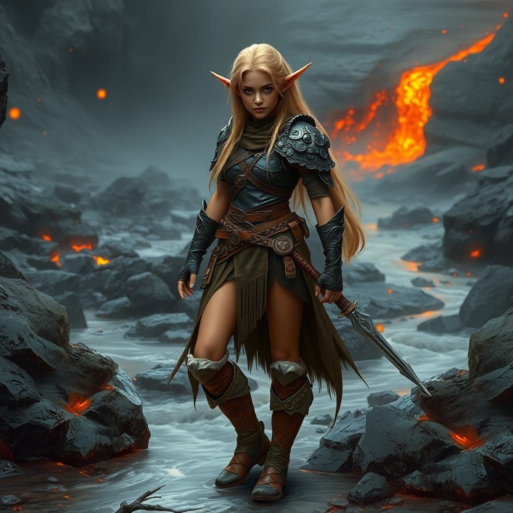 Lava Elf Warrior near Volcano