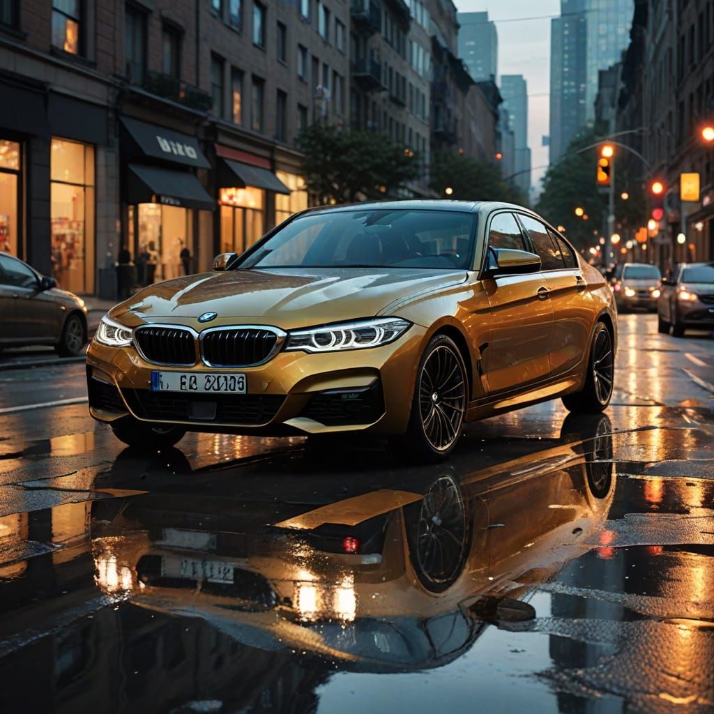 BMW Speeds Through City Streets in Golden Hour