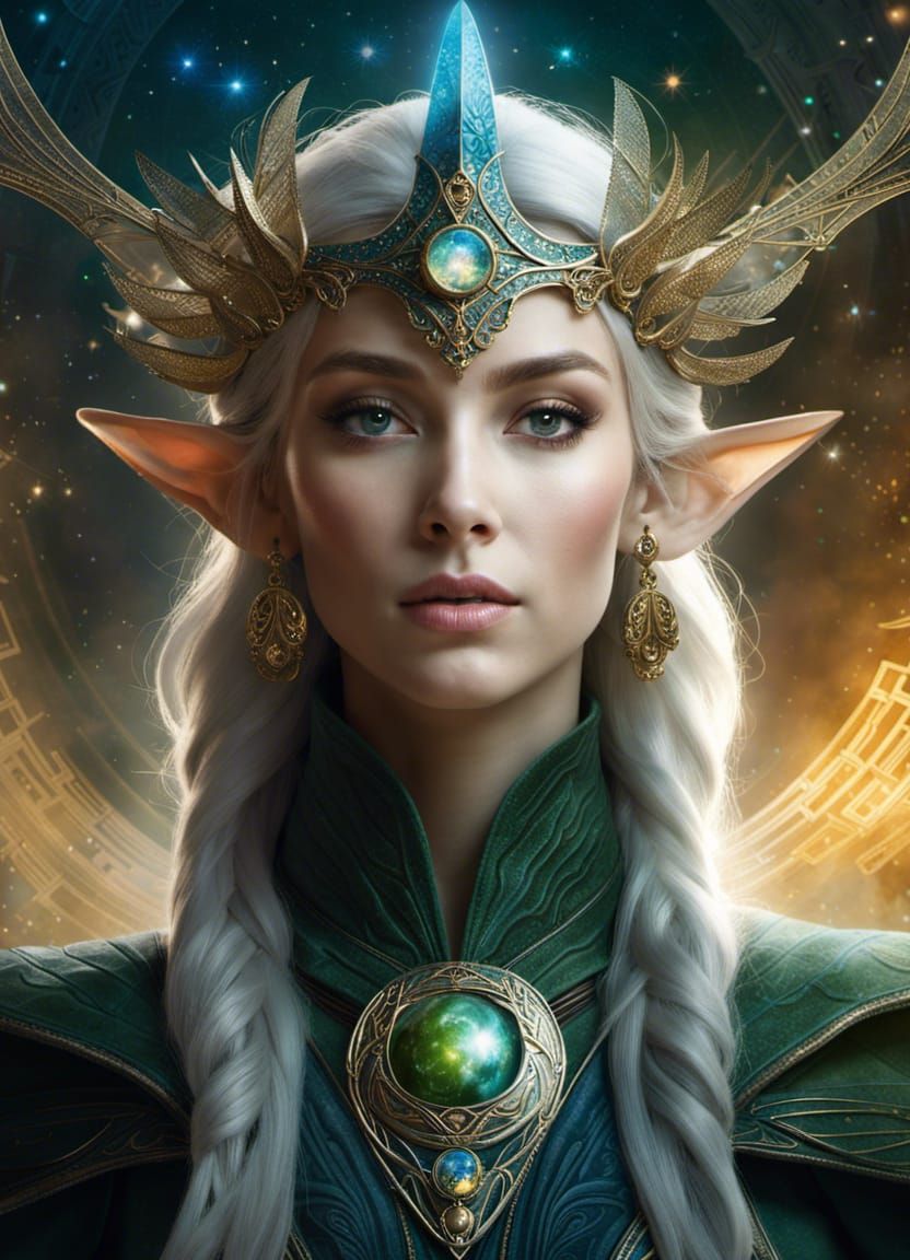 Celestial Elf Shaping the World in Digital Art