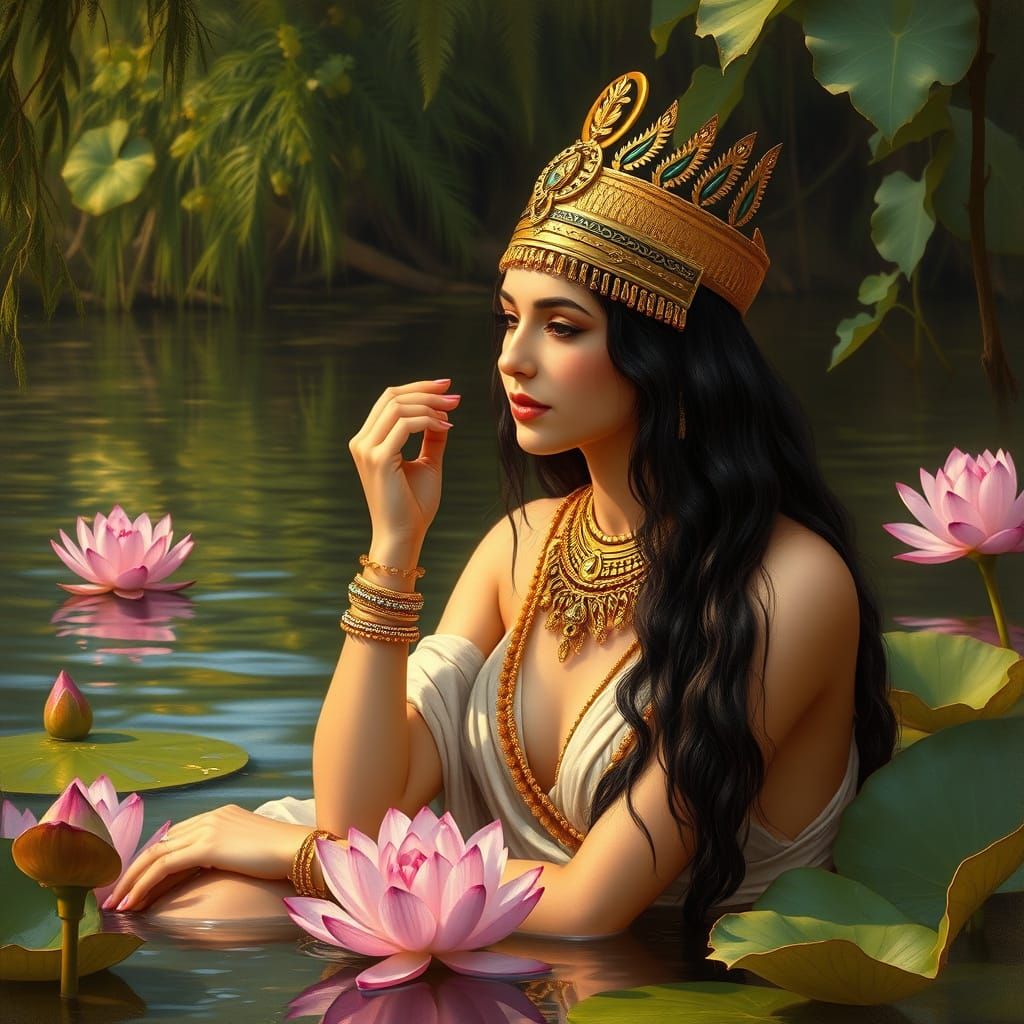 Egyptian Queen in Golden Light, Nile Riverbanks