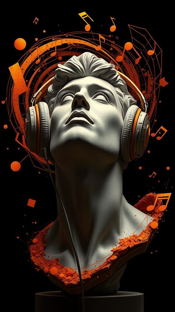 Stylized Male Bust in Futuristic Headphones