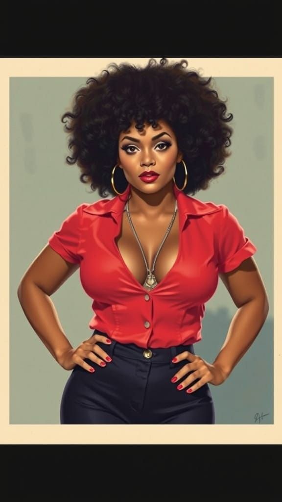 Confident Pin-Up Woman in Retro Style