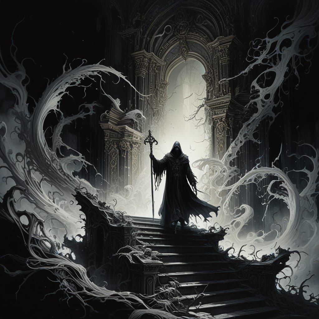 The Spirit of Death Emerges from the Shadows in a Vibrant, I...