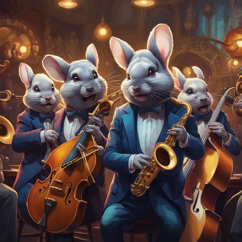 A chinchilla jazz band playing jazz music