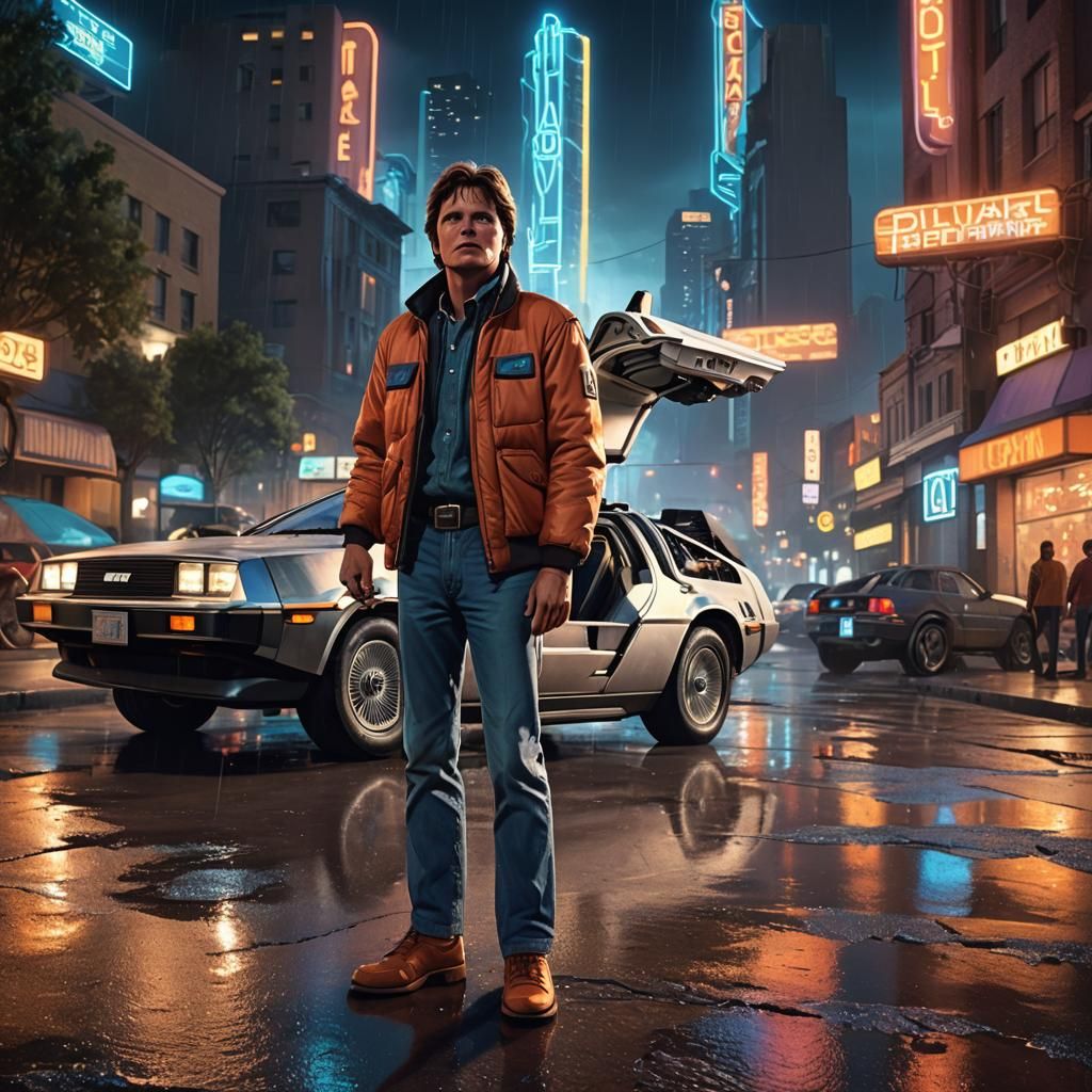 Marty McFly in Futuristic Hill Valley: Matte Painting