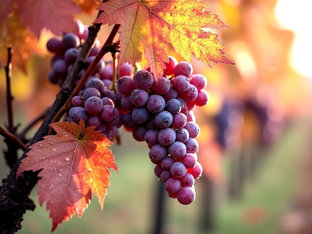 Autumn Vineyard Scene in Impressionistic Style