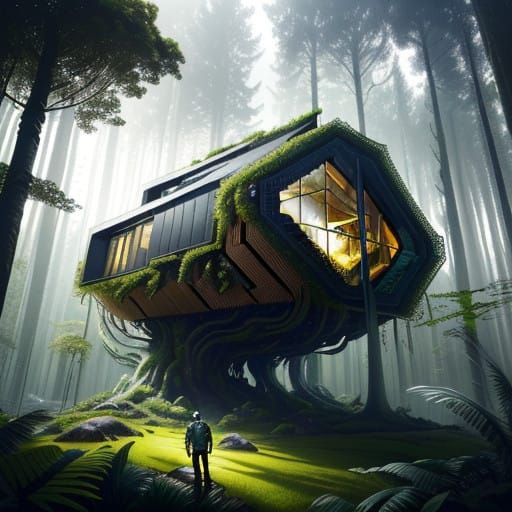 Surreal Forest Dwelling Blends Organic and Synthetic Element...