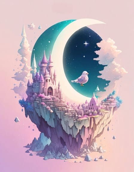Surreal Bird-Shaped Castle, AI Generated