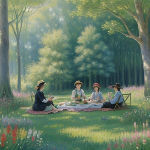 Whimsical Family Picnic in a Lush Green Meadow