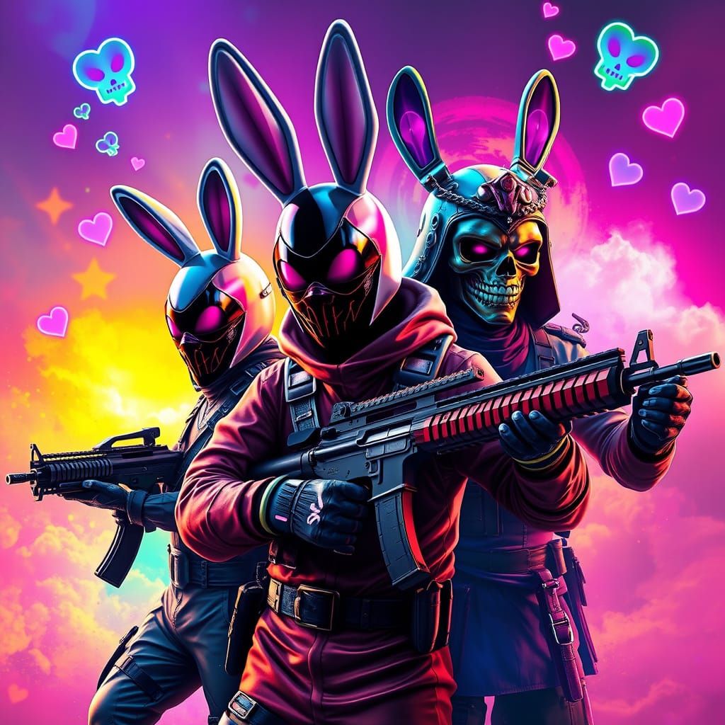 Free Fire Game Characters with Neon Accents