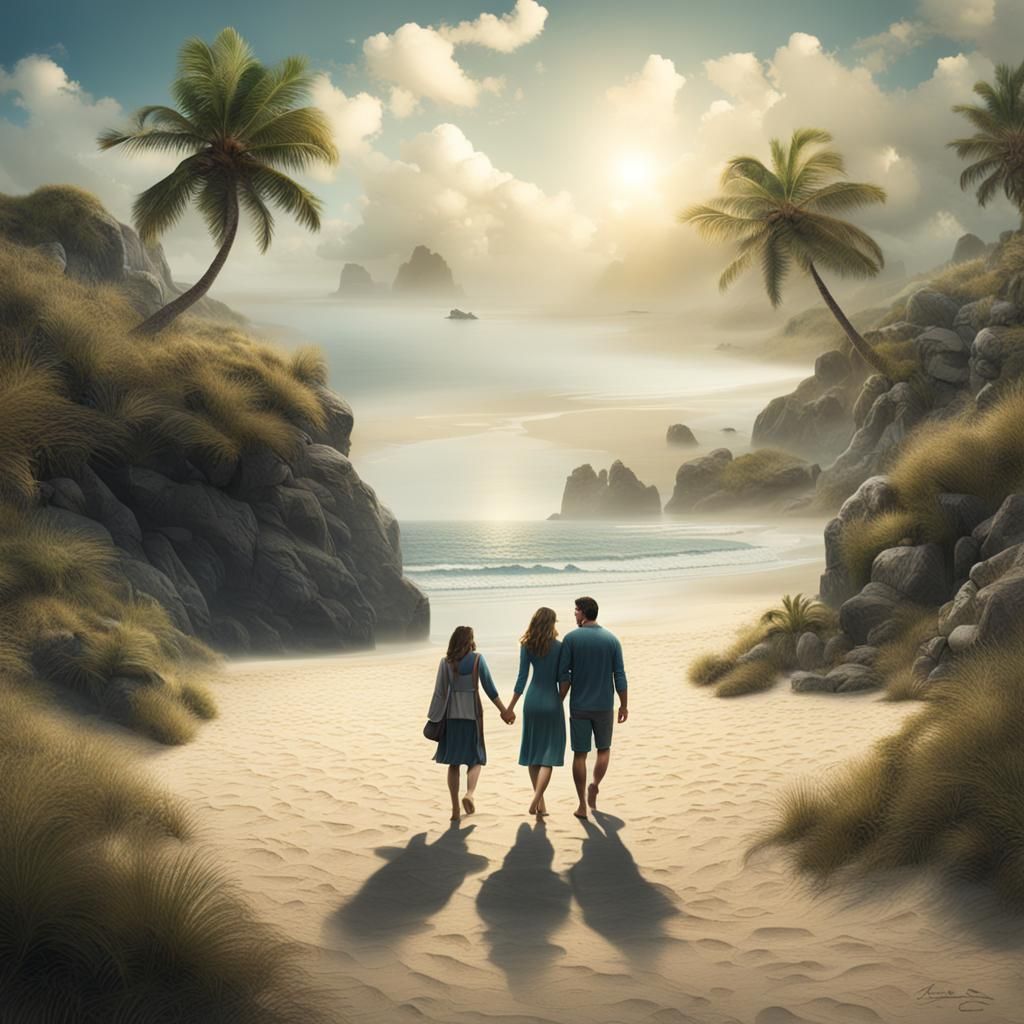 Romantic Beach Getaway in Matte Painting Style