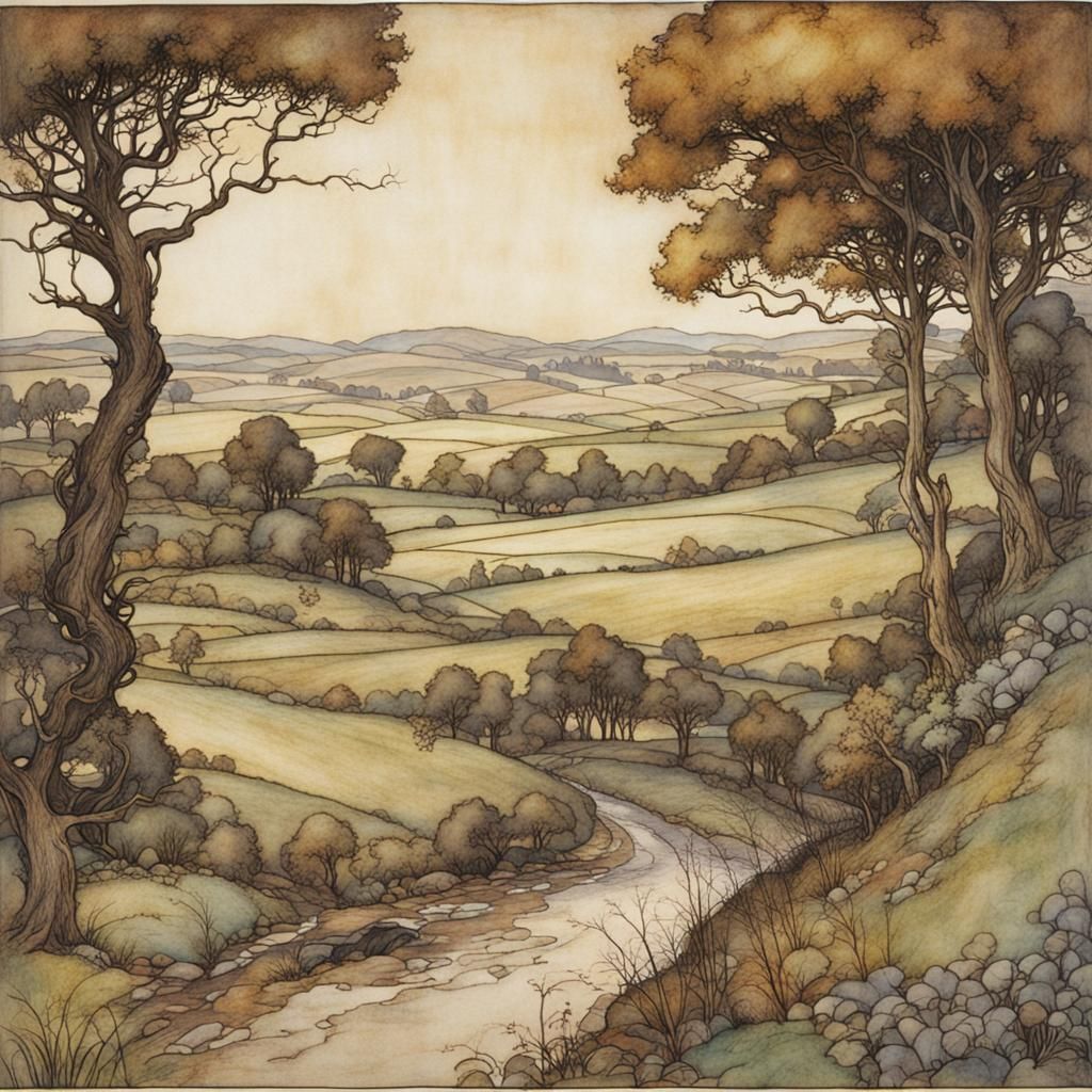 Enchanted Landscape Illustration in Fairy Tale Style