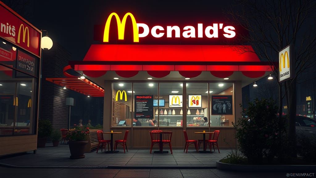 Cozy McDonald's Night Scene in 3D Anime Style