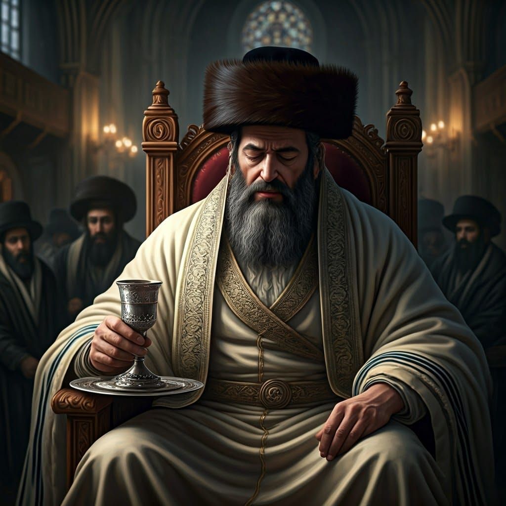 Majestic Hasidic Rebbe in Prayer, Fantasy Concept Art