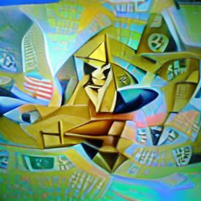 Abstract Cubist Depiction of Wealth and Power