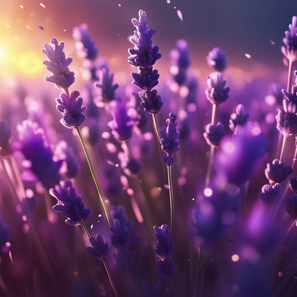 Hyperrealistic Lavender Field in Dystopian Sunshine