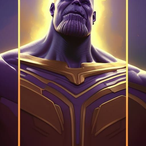 Detailed Portrait of Thanos in Digital Art Style